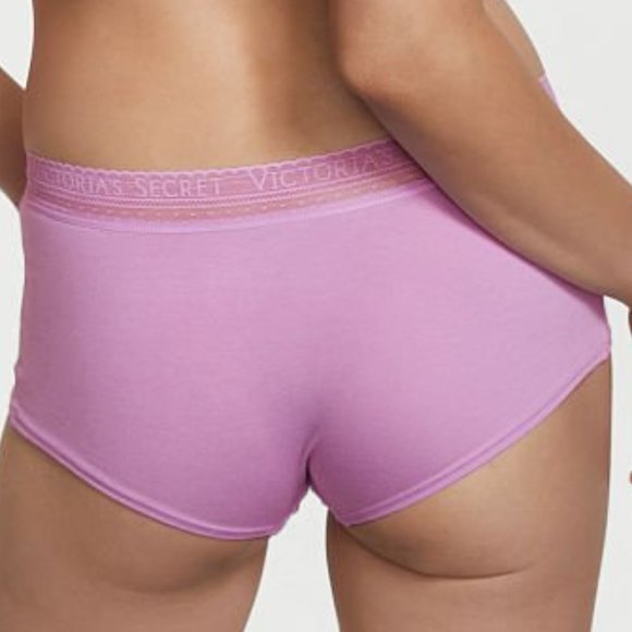 VS XXL Size 20 Cotton Boyshorts Light Lilac Purple NWT Logo Waistband - Picture 2 of 9